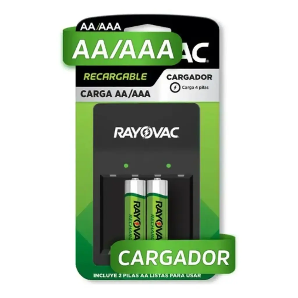 [PS131] Cargador Rayovac con 2 Pilas AA 8hs