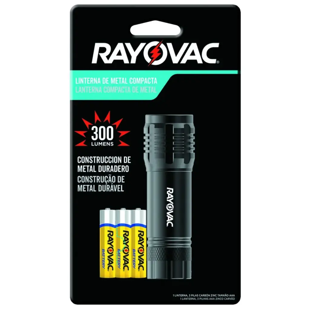 [ELE39] Linterna Rayovac Metalica 50 Lumens + 3 Pilas AAA