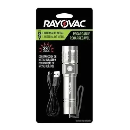 [ELE38] Linterna Rayovac Recargable USB Metalica 320 Lumens