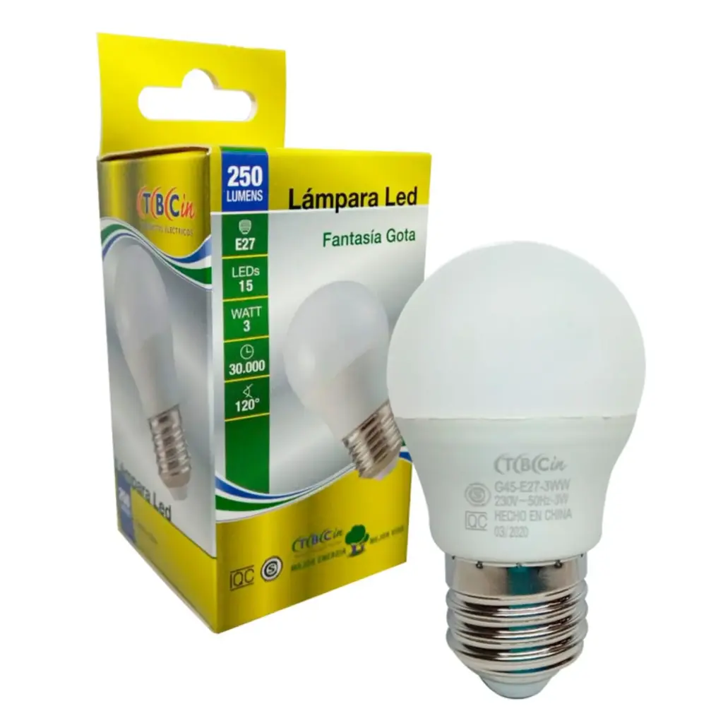 [85273C] Lámpara LED TBCin Gota 3W E14 Luz Cálida