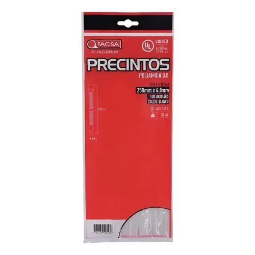 [ALT6B] Precinto Tacsa  25cm x 4.6mm Blanco