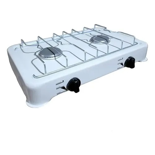 [BR06N] Anafe Brogas 2 Hornallas Eco Gas Natural Blanco