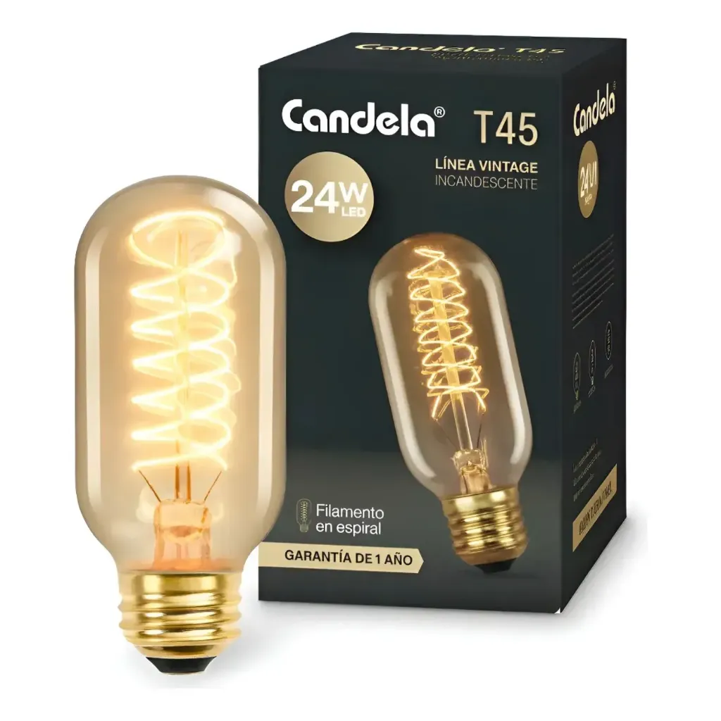 [7757] Lámpara Incandescente Espiral Dimerizable T45 24W Candela
