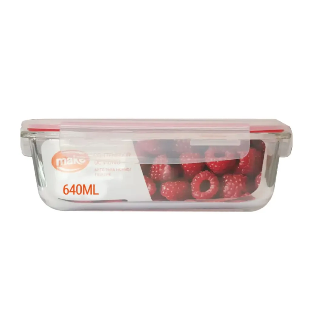 [MF6983] Contenedor de Vidrio Rectangular 640 ml Make
