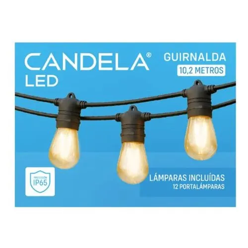 [7889] CANDELA GUIRNALDA EXTERIOR x 10M -12 LAMPARAS