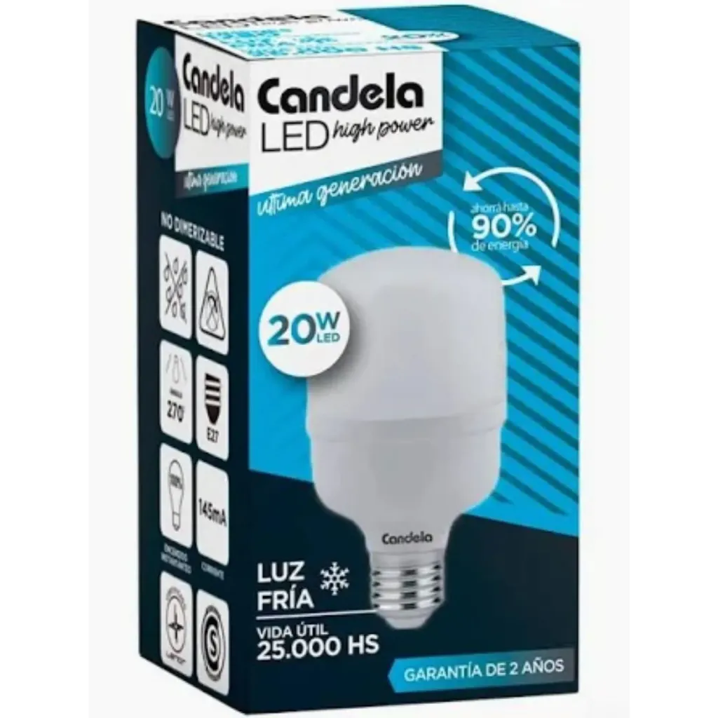 Lámpara LED Candela High Power E27 — Elegí tu potencia (20W)